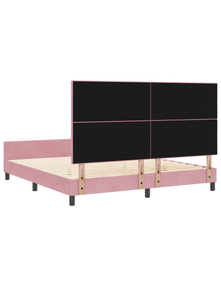 Letto a molle con testiera Rosa 180 x 200 cm Velluto