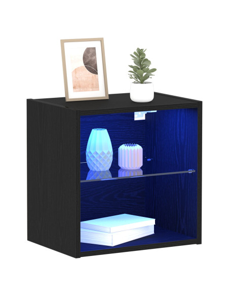 Mensola galleggiante con luce LED Nero 40 x 28,5 x 40 cm