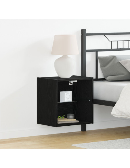 Mensola flottante  Nero Rovere 40x28,5x40 cm Legno ingegnerizzato