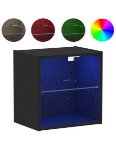 Mensola galleggiante con luce LED Nero 40 x 28,5 x 40 cm 2