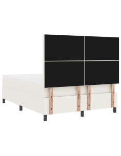 Letto a molle Crema e Bianco 160 x 200 cm Tessuto in Cords 2