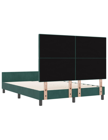 Letto a molle con testiera Verde Scuro 160 x 200 cm Velluto