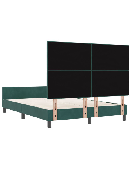 Letto a molle con testiera Verde Scuro 160 x 200 cm Velluto