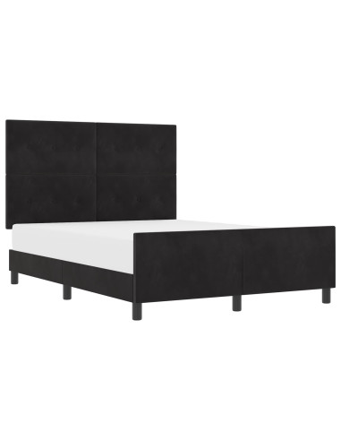 Letto a molle con testiera Nero 160 x 200 cm Velluto