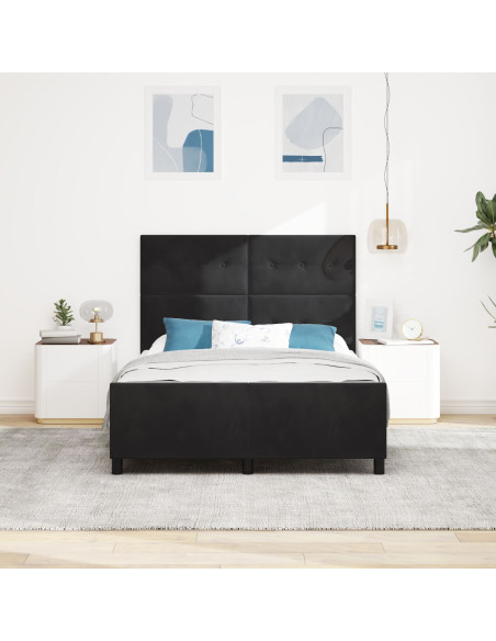 Letto a molle con testiera Nero 160 x 200 cm Velluto