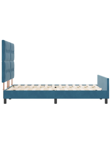 Letto a molle con testiera Blu Scuro 160 x 200 cm Velluto