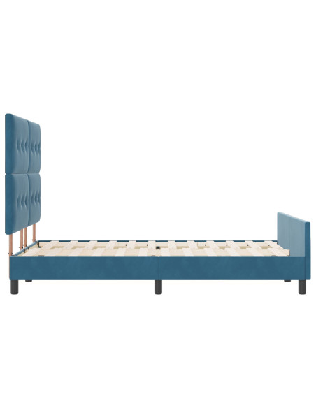 Letto a molle con testiera Blu Scuro 160 x 200 cm Velluto
