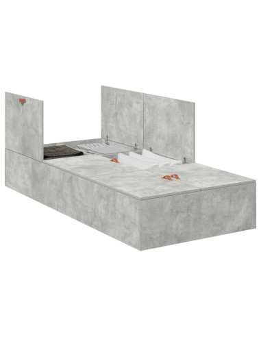 Struttura letto con contenitore Grigio cemento 70 x 190 cm