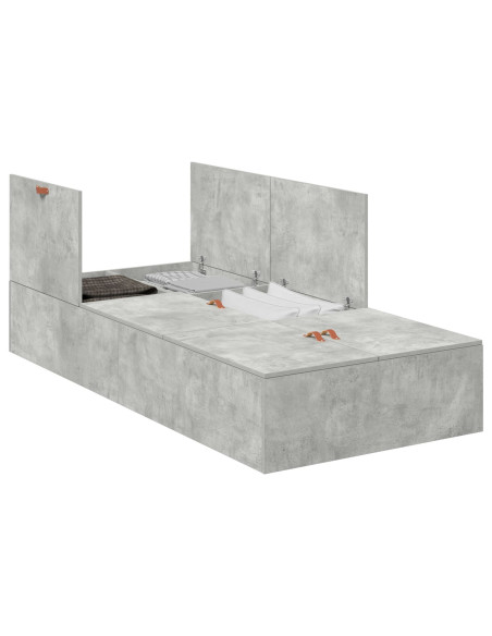 Struttura letto con contenitore Grigio cemento 70 x 190 cm
