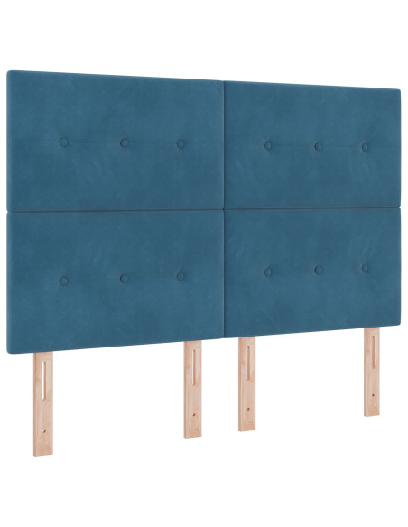 Letto a molle con testiera Blu Scuro 160 x 200 cm Velluto