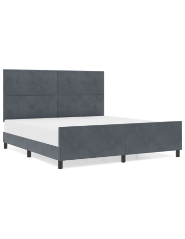 Letto a molle con testiera Grigio scuro 180 x 200 cm Velluto
