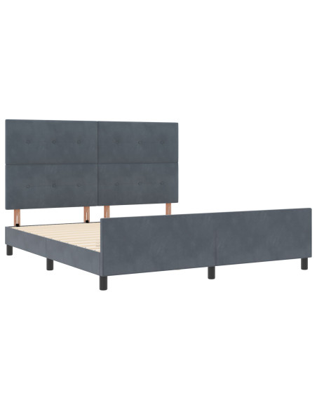 Letto a molle con testiera Grigio scuro 180 x 200 cm Velluto