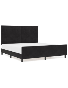 Letto a molle con testiera Nero 180 x 200 cm Velluto 2