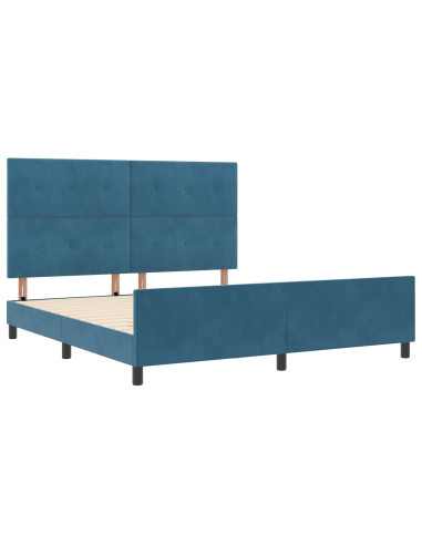 Letto a molle con testiera Blu Scuro 180 x 200 cm Velluto