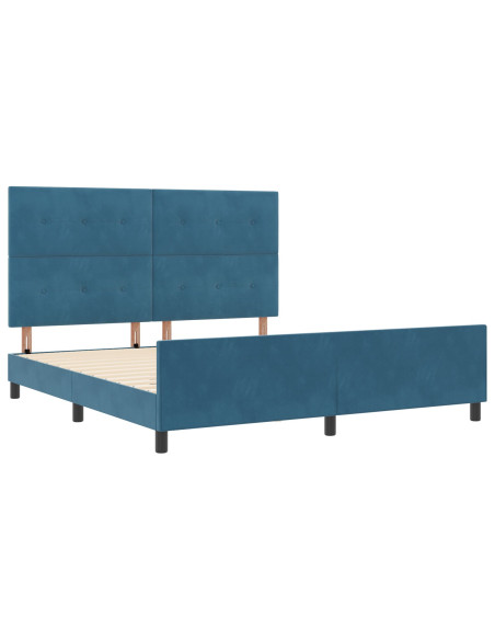 Letto a molle con testiera Blu Scuro 180 x 200 cm Velluto
