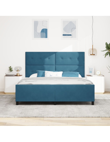Letto a molle con testiera Blu Scuro 180 x 200 cm Velluto
