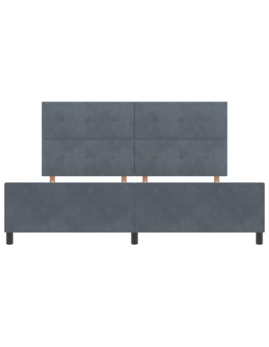 Letto a molle con testiera Grigio scuro 200 x 200 cm Velluto