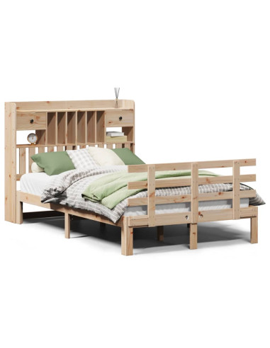Letto Libreria senza Materasso 135x190 cm in Legno di Pino