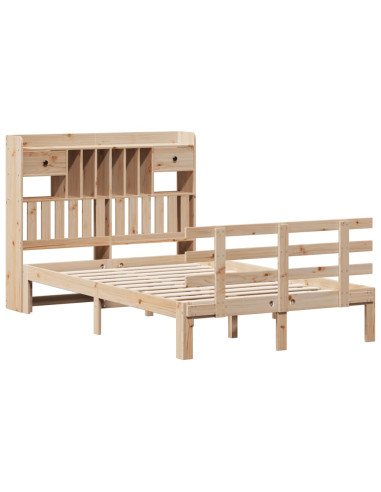 Letto Libreria senza Materasso 135x190 cm in Legno di Pino