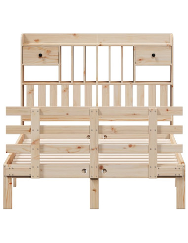 Letto Libreria senza Materasso 135x190 cm in Legno di Pino