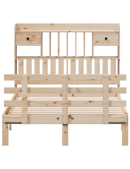 Letto Libreria senza Materasso 135x190 cm in Legno di Pino