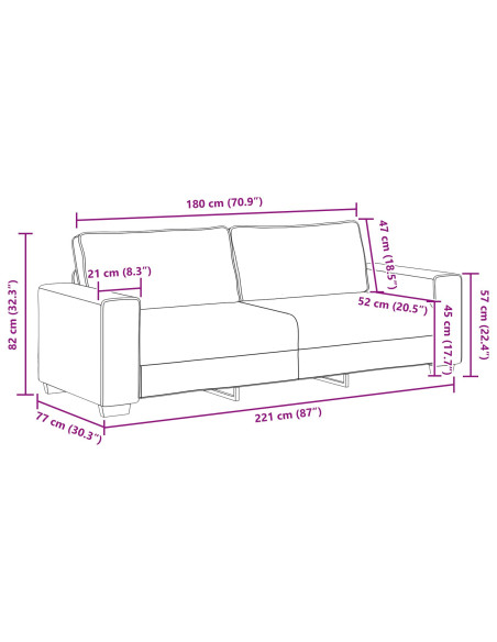 Divano 2 pcs Beige 221 x 80 x 82 cm Tessuto misto lino