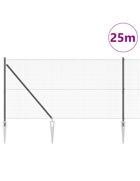 Recinzione in filo saldato con 13 picchetti grigio 1.2x25 m in acciaio