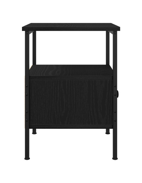 Comodino  Nero Rovere 34x36x50 cm Legno ingegnerizzato e Acciaio