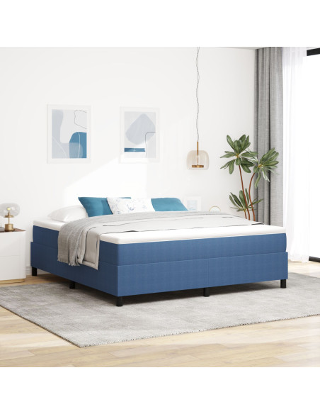 Letto Box Spring Blu Super King Tessuto Corduroy