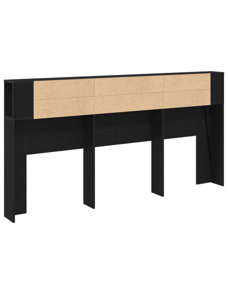Testata letto Armadietto Nero Rovere 200x18,5x104,5 cm