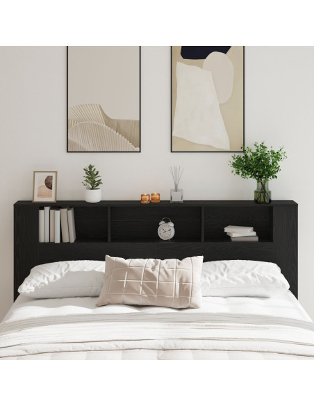 Testata letto Armadietto Nero Rovere 200x18,5x104,5 cm