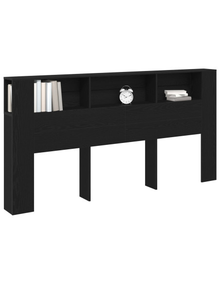 Testata letto Armadietto Nero Rovere 200x18,5x104,5 cm