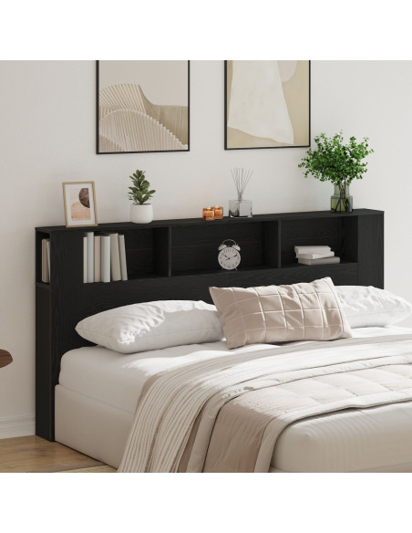 Testata letto Armadietto Nero Rovere 200x18,5x104,5 cm
