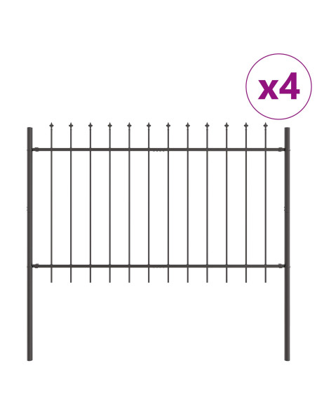 Recinzione da Giardino  con Punta a Lancia - Grigio, 6,8 x 1,2 m, Acciaio