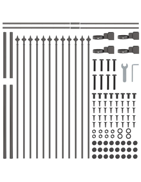 Recinzione da Giardino  con Punta a Lancia - Grigio, 6,8 x 1,2 m, Acciaio