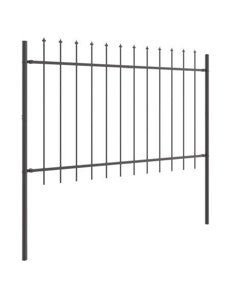 Recinzione da Giardino  con Punta a Lancia - Grigio, 6,8 x 1,2 m, Acciaio