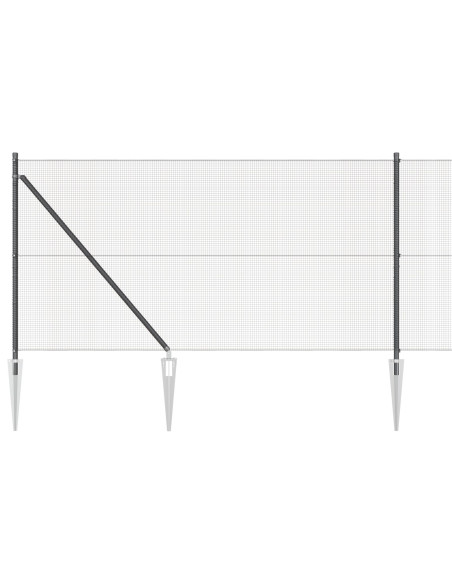 Recinzione in Filo Saldato  con 13 Picchetti Grigio 1x50 m Acciaio