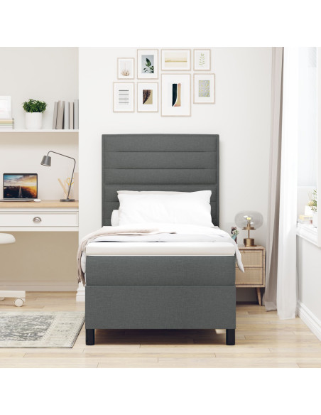 Struttura Letto  con Materasso Grigio Scuro Tessuto 90 x 200 cm