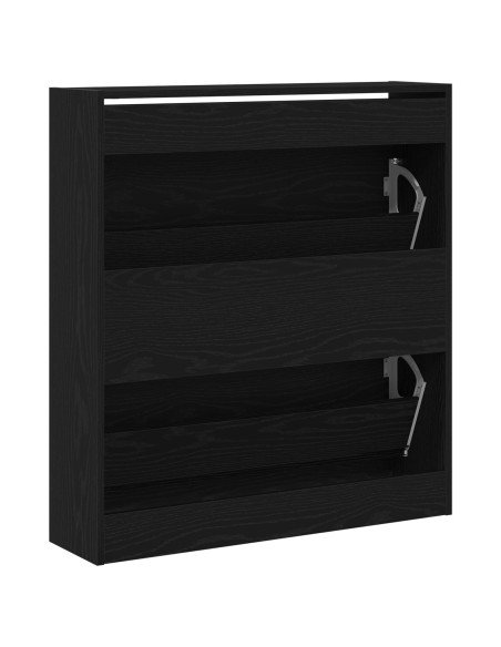 Scarpiera  con cassetto flip in rovere nero 80x21x87,5 cm