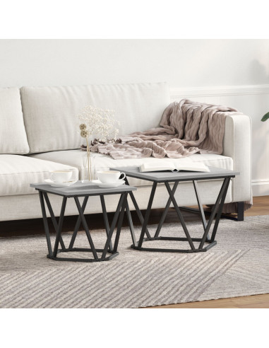Set tavolini 2 pcs Grigio Sonoma Legno ingegnerizzato e acciaio
