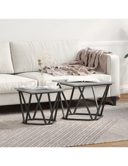 Set tavolini 2 pcs Grigio Sonoma Legno ingegnerizzato e acciaio