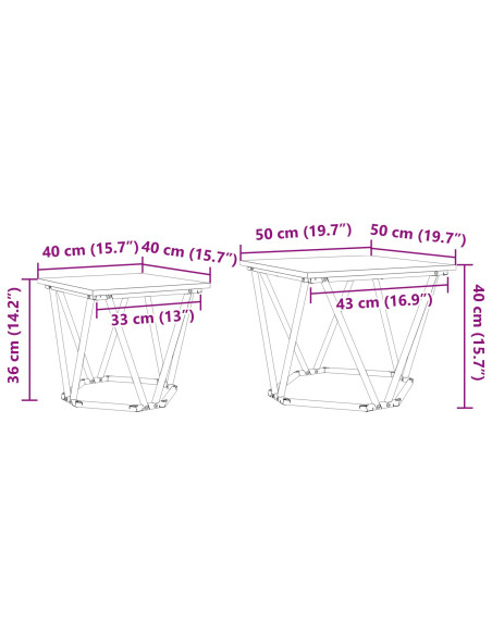 Set tavolini 2 pcs Grigio Sonoma Legno ingegnerizzato e acciaio