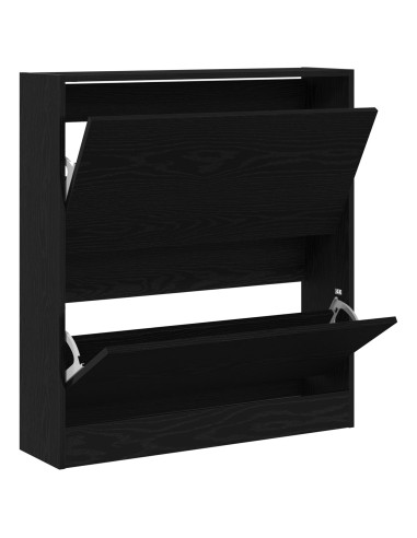 Mobile per scarpe con lo scaffale Rovere Nero 80 x 21 x 87,5 cm