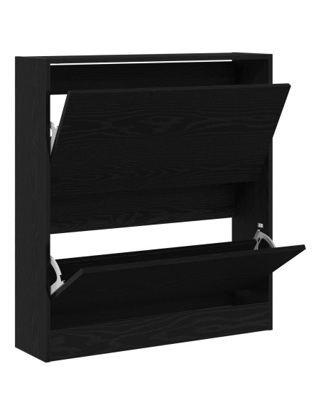 Mobile per scarpe con lo scaffale Rovere Nero 80 x 21 x 87,5 cm