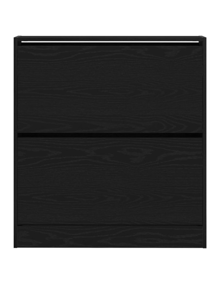 Scarpiera  con cassetto flip in rovere nero 80x21x87,5 cm