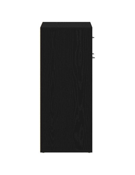 Armadio Scarpe  Nero Rovere 60x35x84 cm in Legno Ingegnerizzato