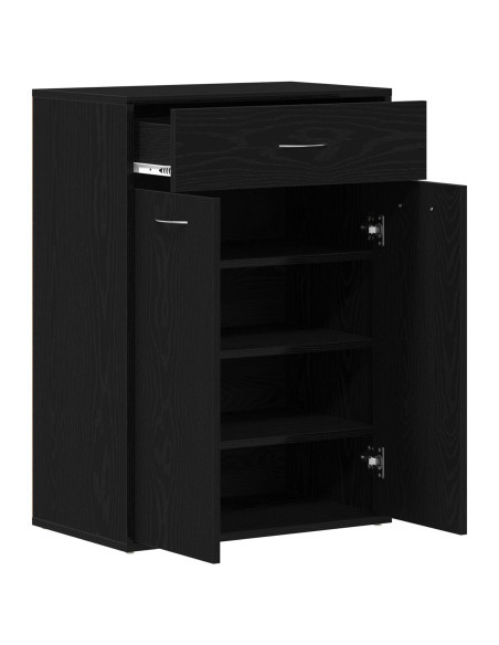 Armadio Scarpe  Nero Rovere 60x35x84 cm in Legno Ingegnerizzato