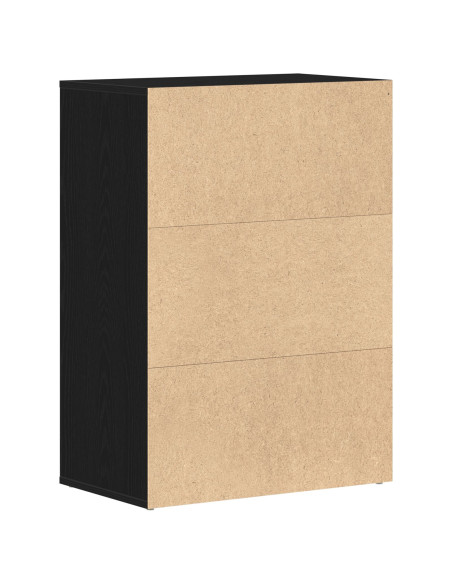 Armadio Scarpe  Nero Rovere 60x35x84 cm in Legno Ingegnerizzato
