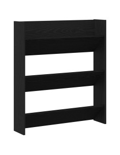 Mobile per scarpe Rovere Nero 80 x 18 x 90 cm Legno multistrato 2