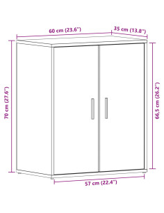 Mobile per scarpe Rovere Nero 60 x 35 x 70 cm Legno multistrato 2